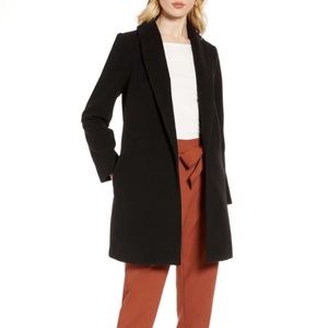 Halogen Double Face Open Front Black Coat S